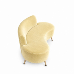 Sofa Cong Flow - Nhung Vàng Bơ