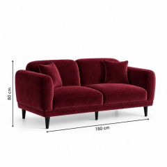 Sofa Đôi Lounge - Nhung Đỏ Burgundy