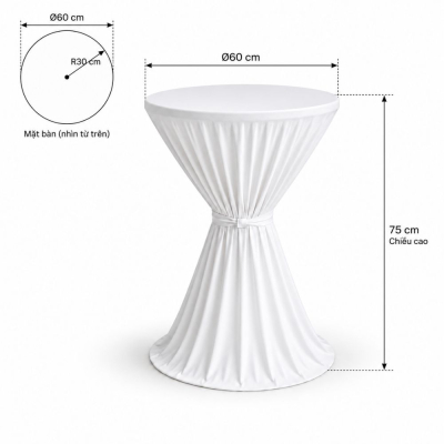 Bàn Phủ Khăn 75cm - Ø60cm