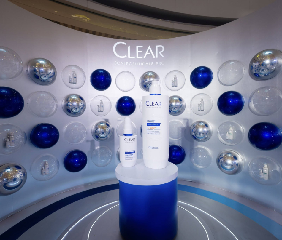 Nội thất khu activation CLEAR Scalp Lab — Step Into The Scalp World, Vạn Hạnh Mall, TP.HCM