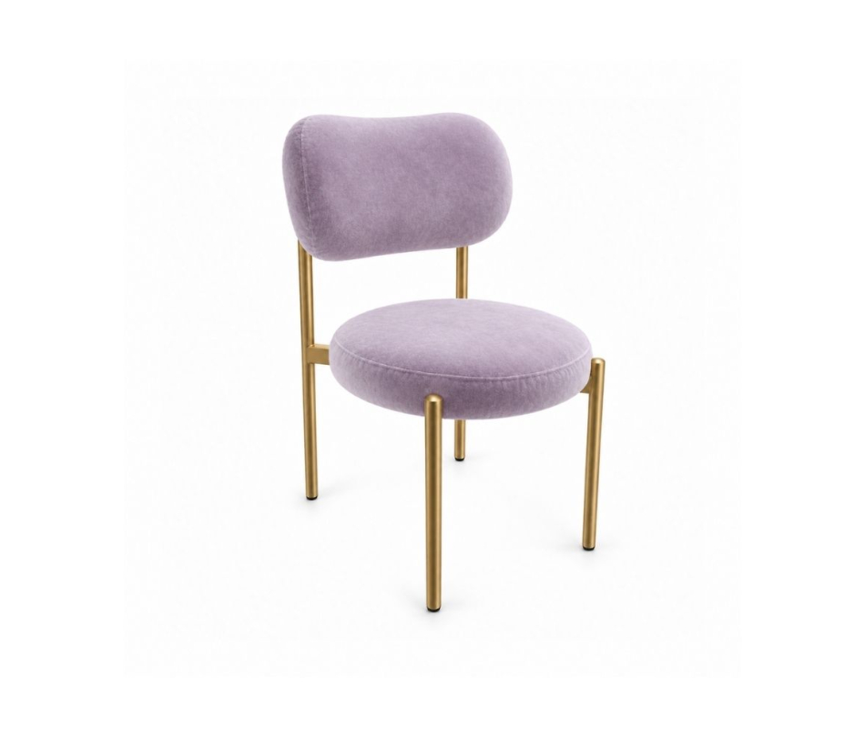 Ghế Velvet Khung Mảnh Vàng Champagne - Nhung Tím Lilac