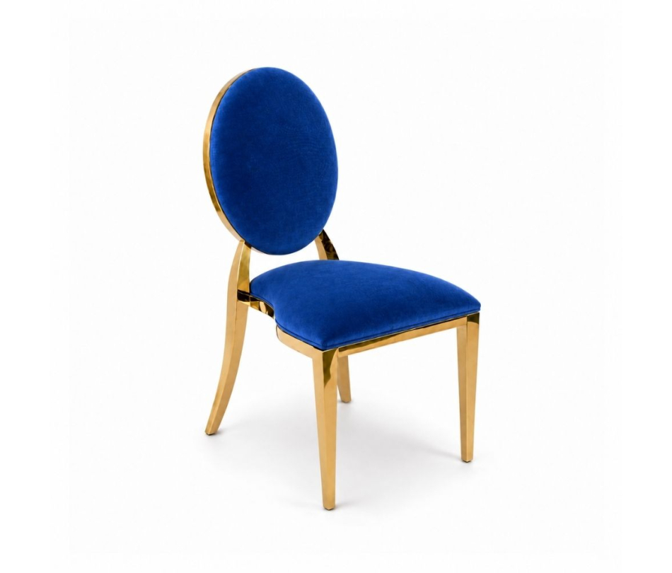 Ghế Louis Banquet Mạ Vàng - Nhung Xanh Cobalt