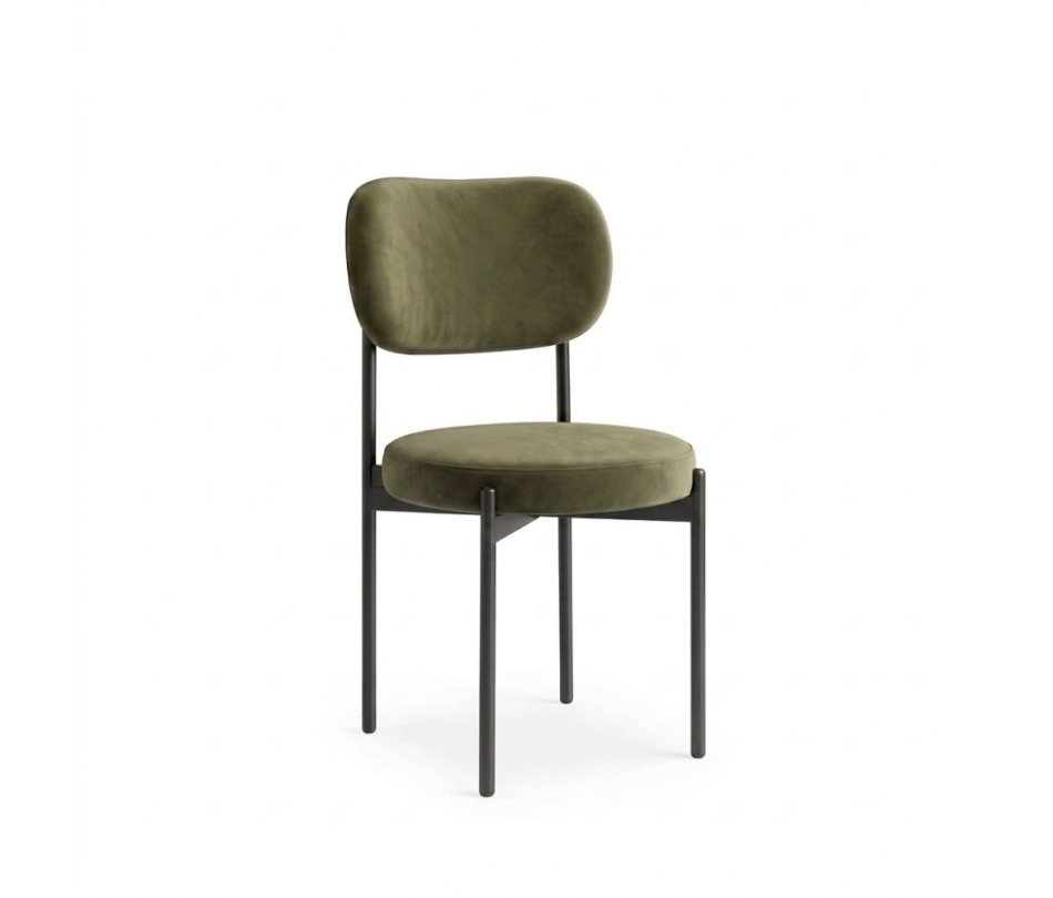 Ghế Velvet Khung Đen - Nhung Xanh Olive