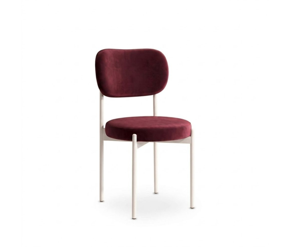 Ghế Velvet Khung Trắng - Nhung Đỏ Burgundy