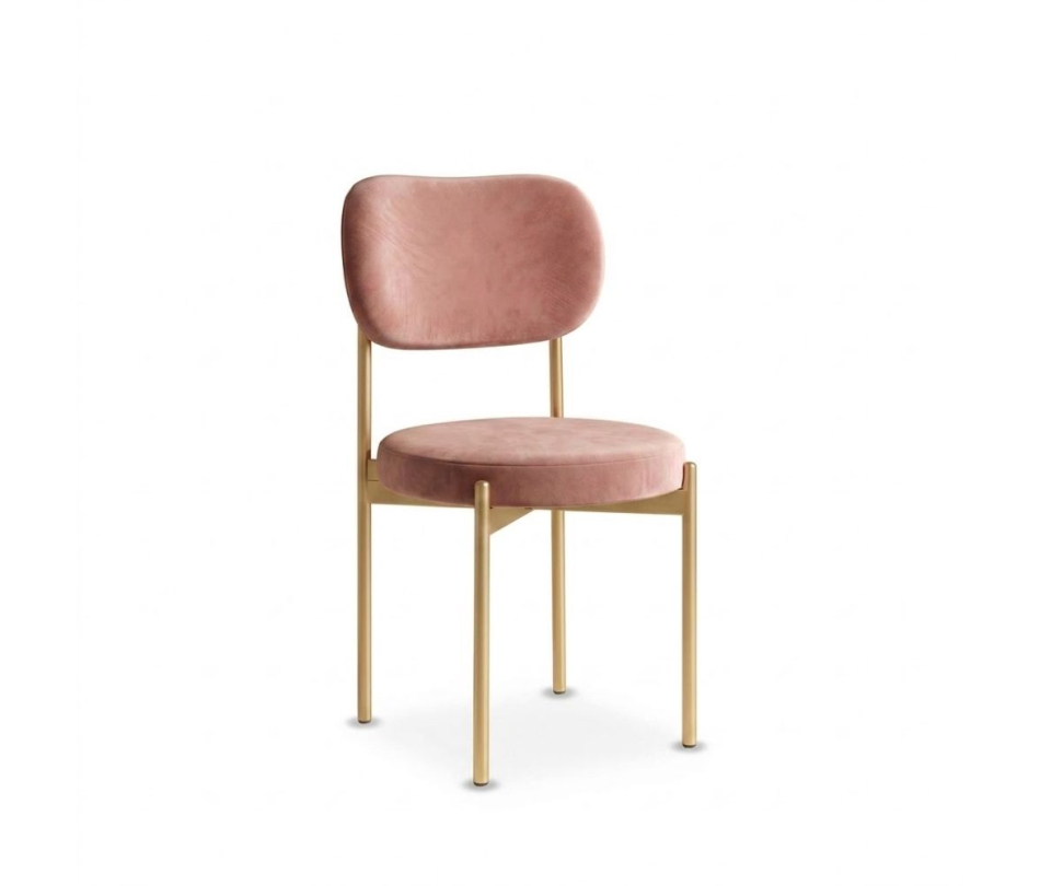 Ghế Velvet Khung Vàng Nhạt - Nhung Hồng Dusty