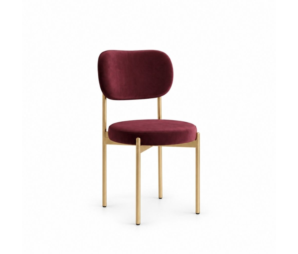 Ghế Velvet Khung Vàng Nhạt - Nhung Đỏ Burgundy