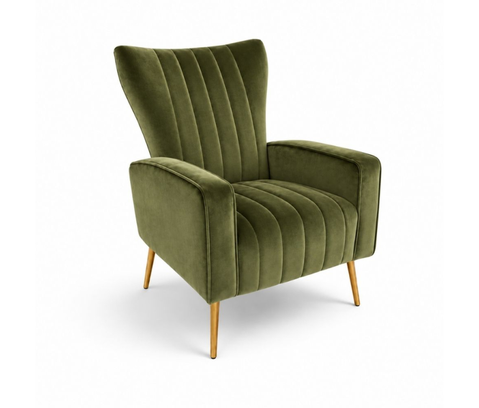 Ghế Sofa Armchair Aria - Nhung Xanh Olive
