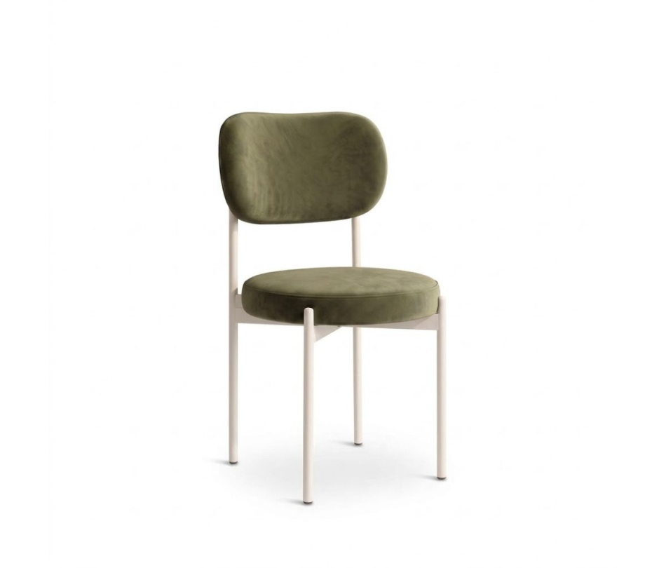Ghế Velvet Khung Trắng - Nhung Xanh Olive