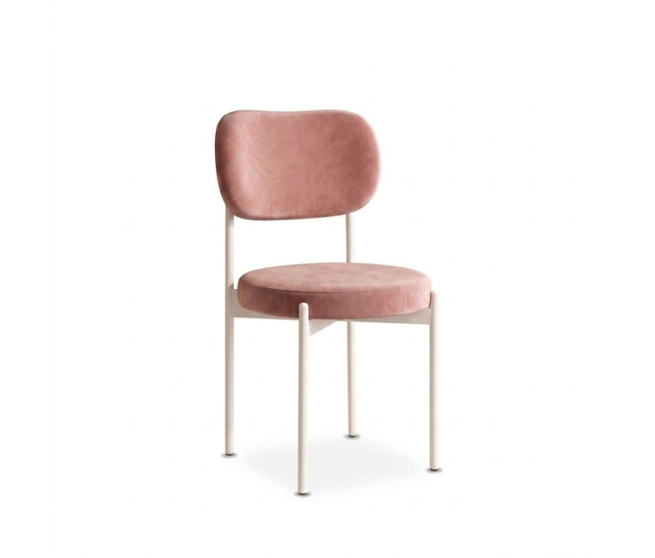 Ghế Velvet Khung Trắng - Nhung Hồng Dusty