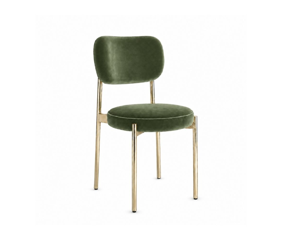 Ghế Velvet Khung Mạ Vàng Bóng - Nhung Xanh Olive