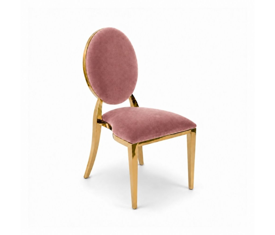 Ghế Louis Banquet Mạ Vàng - Nhung Hồng Dusty