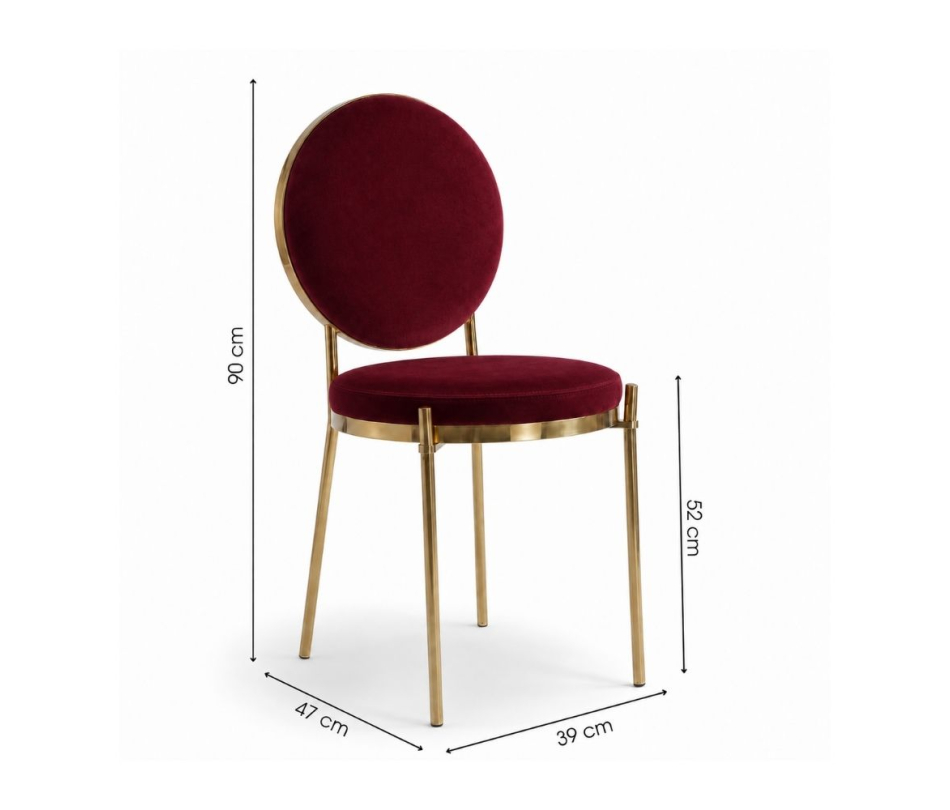 Ghế Moon Mạ Vàng Bóng - Nhung Đỏ Burgundy