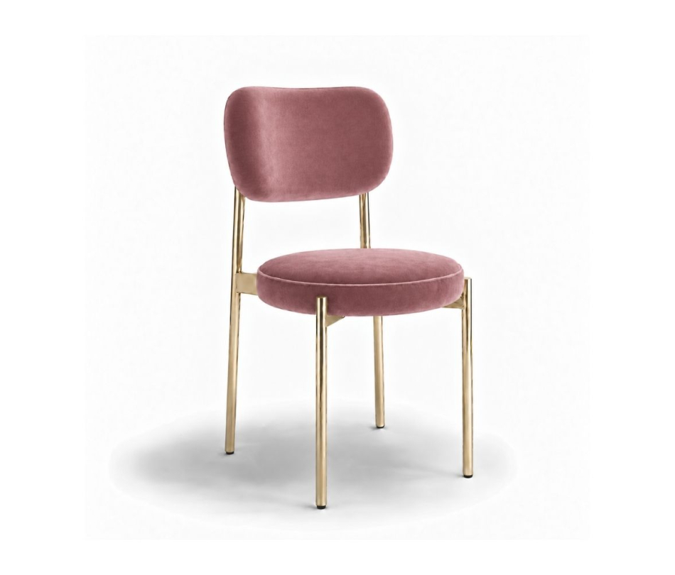 Ghế Velvet Khung Mạ Vàng Bóng - Nhung Hồng Dusty