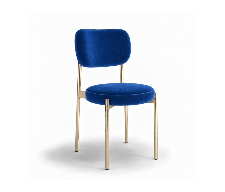 Ghế Velvet Khung Mạ Vàng Bóng - Nhung Xanh Cobalt