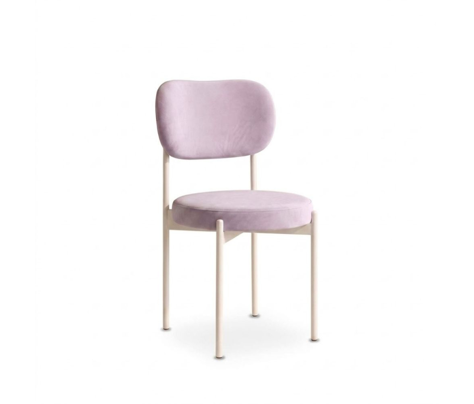 Ghế Velvet Khung Trắng - Nhung Tím Lilac