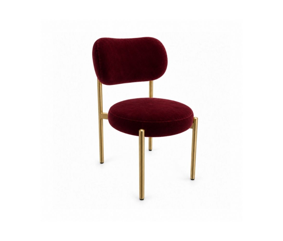 Ghế Velvet Khung Mảnh Vàng Champagne - Nhung Đỏ Burgundy