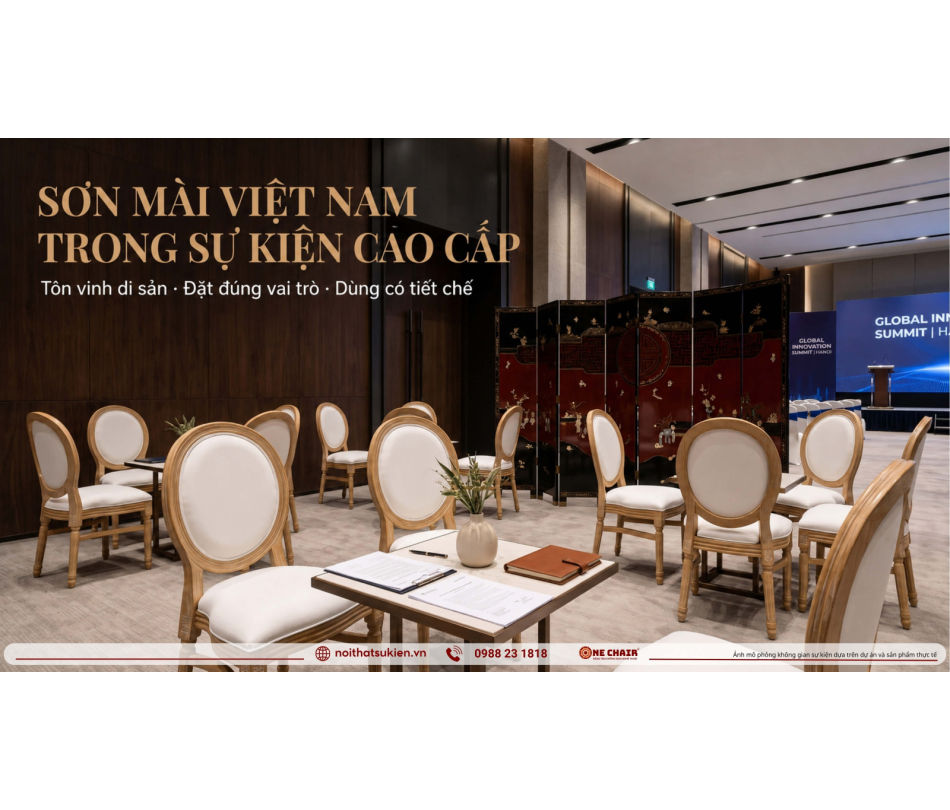 Sơn mài và bình phong Việt vào sự kiện cao cấp: điểm nhấn di sản hay đồ giả rẻ tiền?