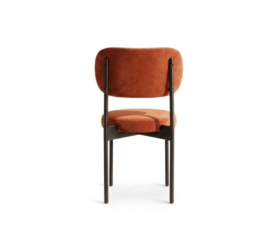 Ghế Velvet Khung Đen - Nhung Cam Đất