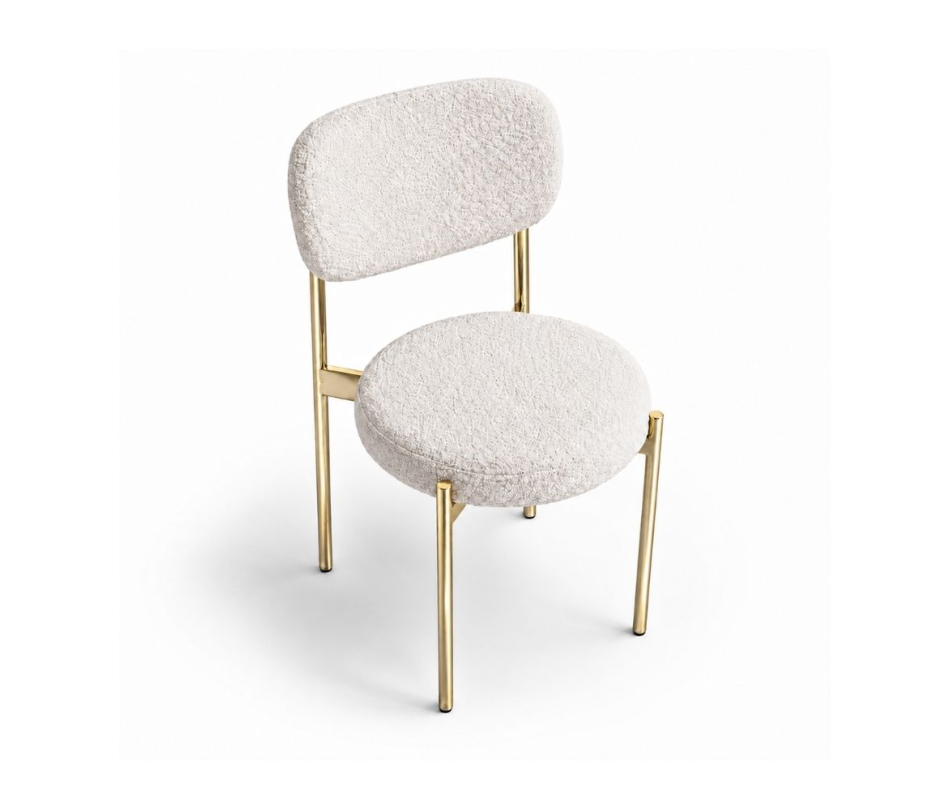Ghế Velvet Khung Mạ Vàng Bóng - Lông Cừu Trắng