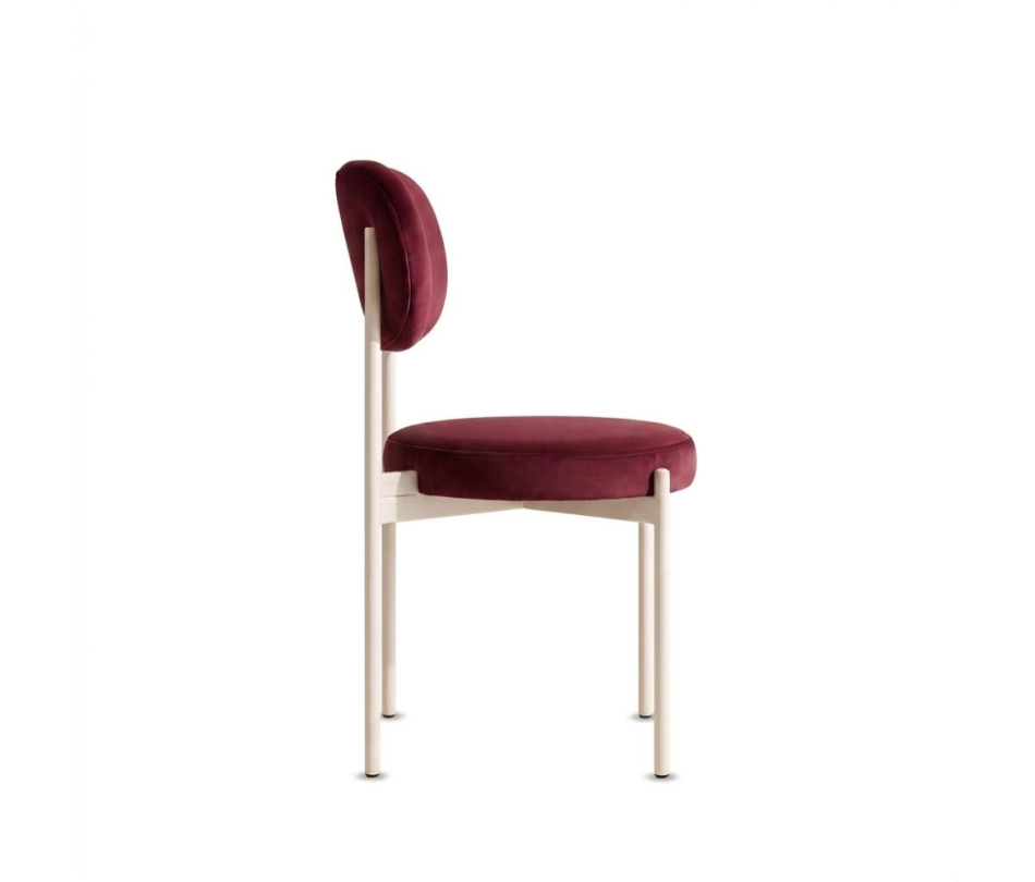 Ghế Velvet Khung Trắng - Nhung Đỏ Burgundy