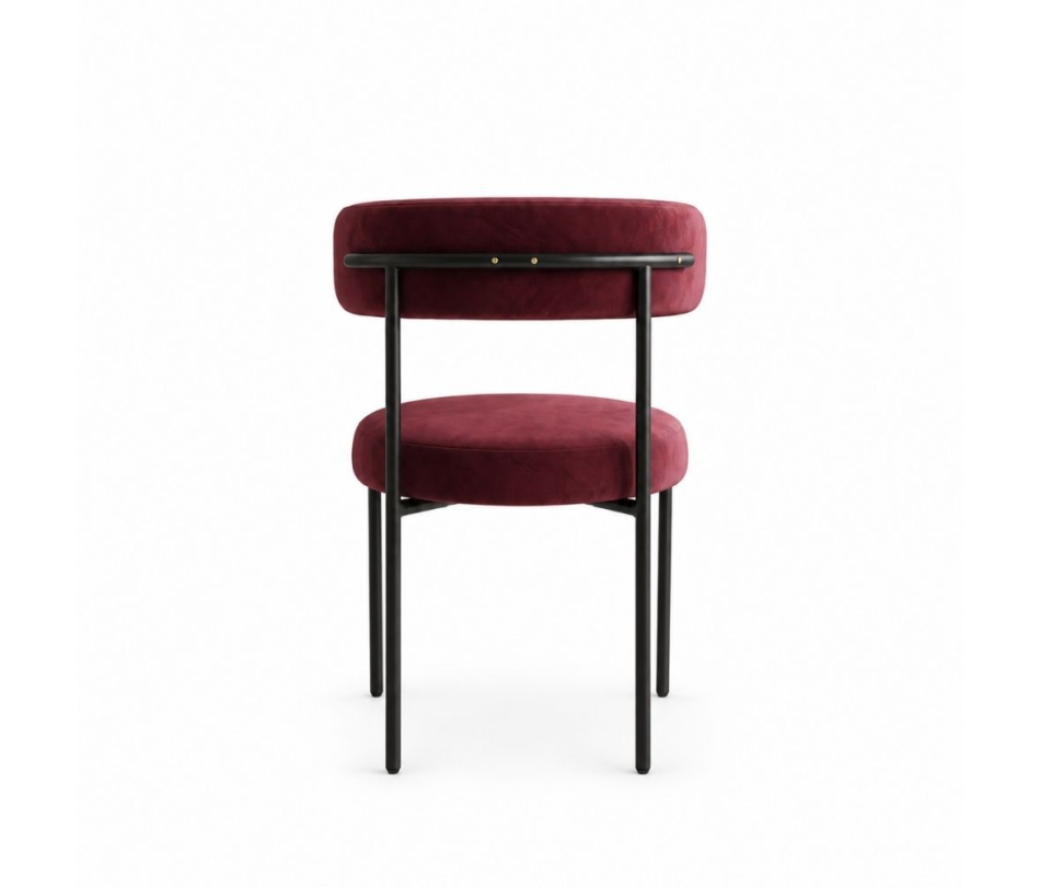Ghế Nệm Vải Bouclé - Đỏ Burgundy / Khung Đen