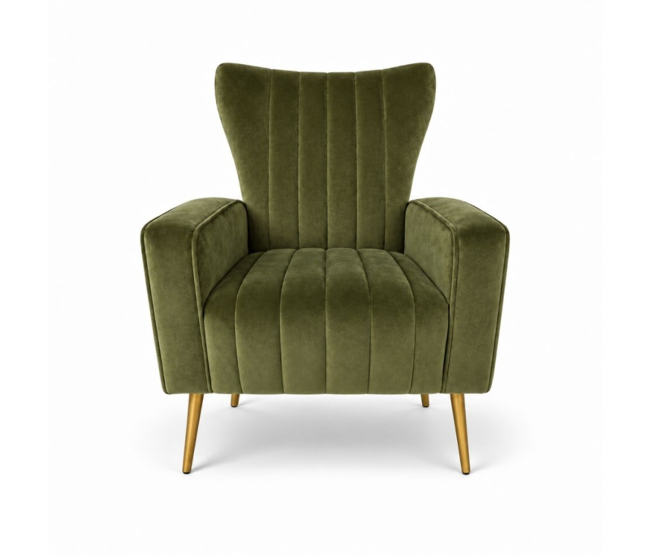 Ghế Sofa Armchair Aria - Nhung Xanh Olive
