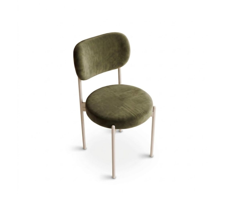 Ghế Velvet Khung Trắng - Nhung Xanh Olive