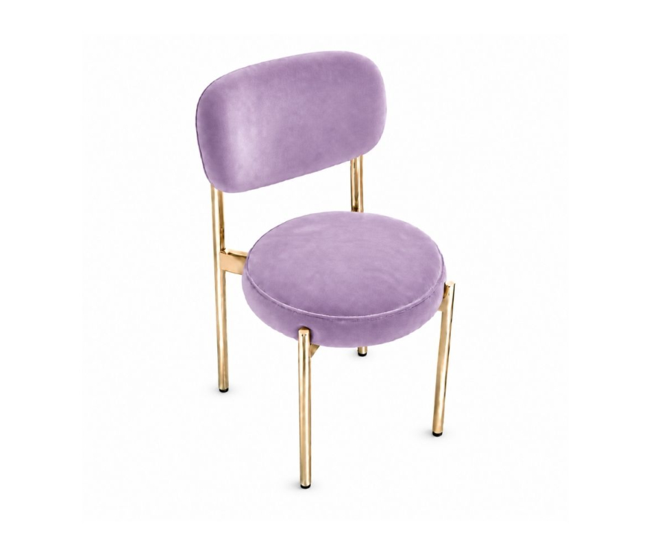 Ghế Velvet Khung Mạ Vàng Bóng - Nhung Tím Lilac