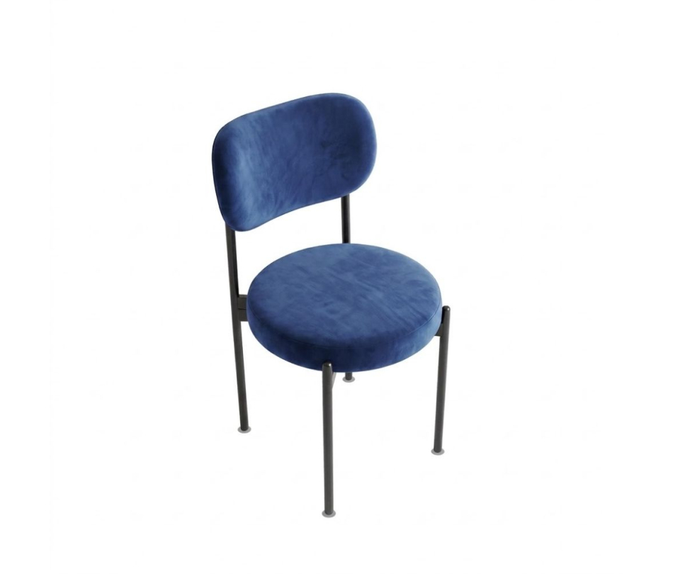 Ghế Velvet Khung Đen - Nhung Xanh Cobalt