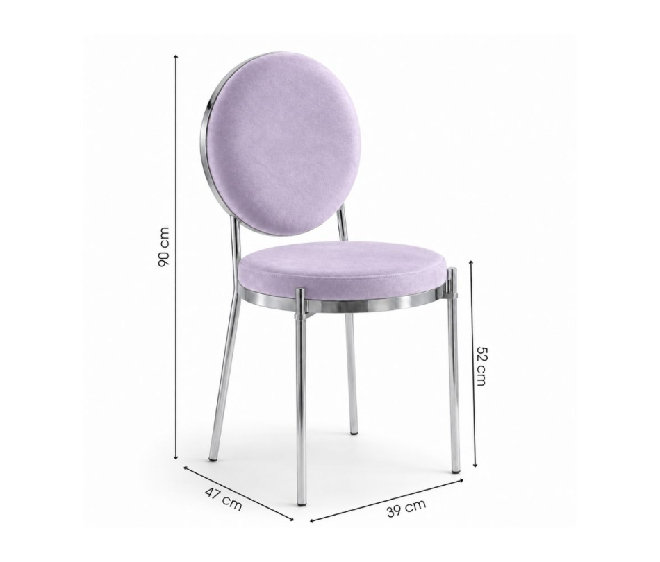 Ghế Moon Mạ Bạc Bóng - Nhung Tím Lilac