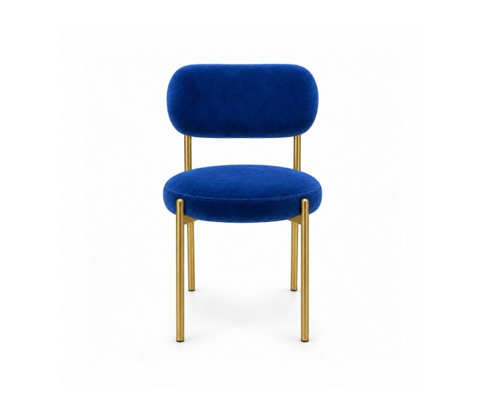 Ghế Velvet Khung Mảnh Vàng Champagne - Nhung Xanh Cobalt