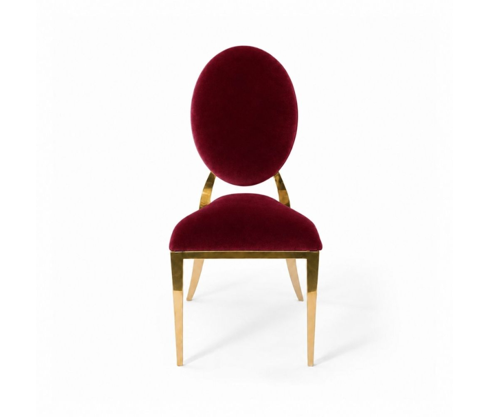 Ghế Louis Banquet Mạ Vàng - Nhung Đỏ Burgundy