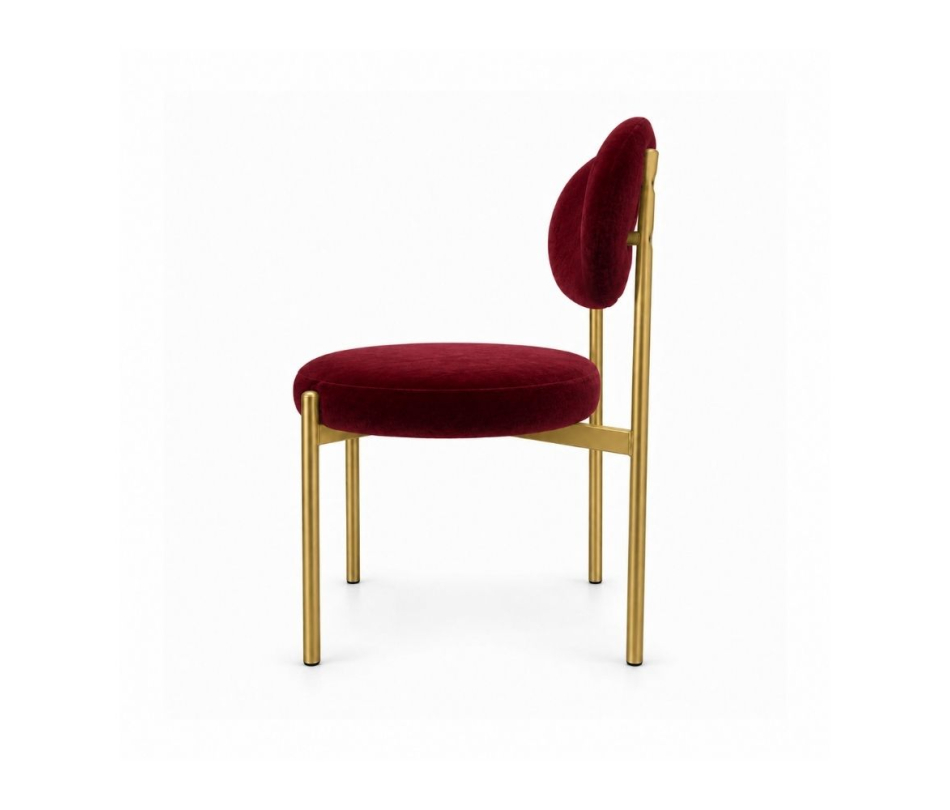 Ghế Velvet Khung Mảnh Vàng Champagne - Nhung Đỏ Burgundy