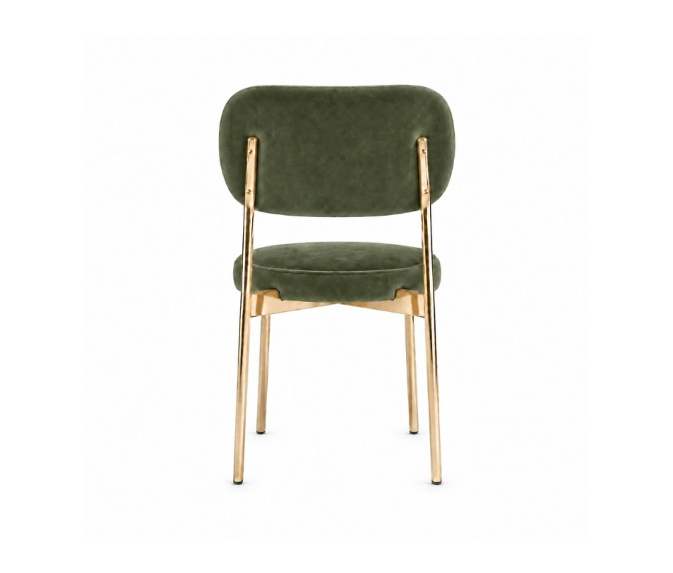 Ghế Velvet Khung Mạ Vàng Bóng - Nhung Xanh Olive