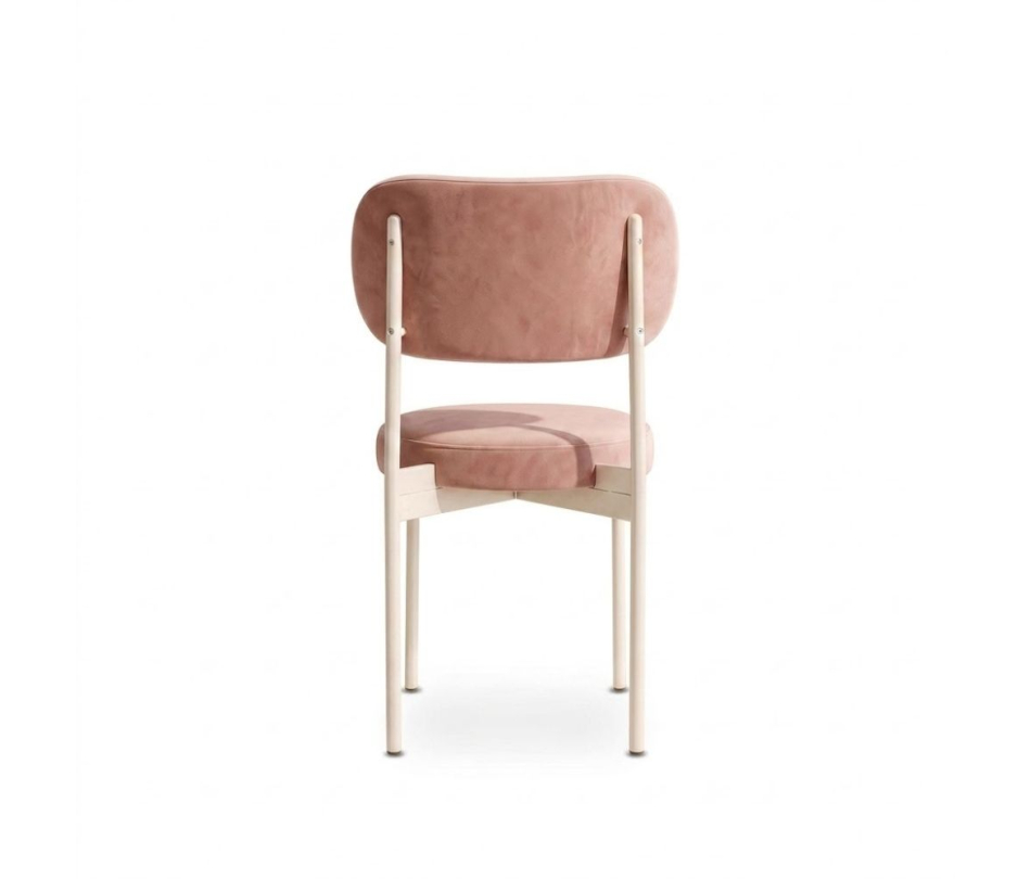 Ghế Velvet Khung Trắng - Nhung Hồng Dusty