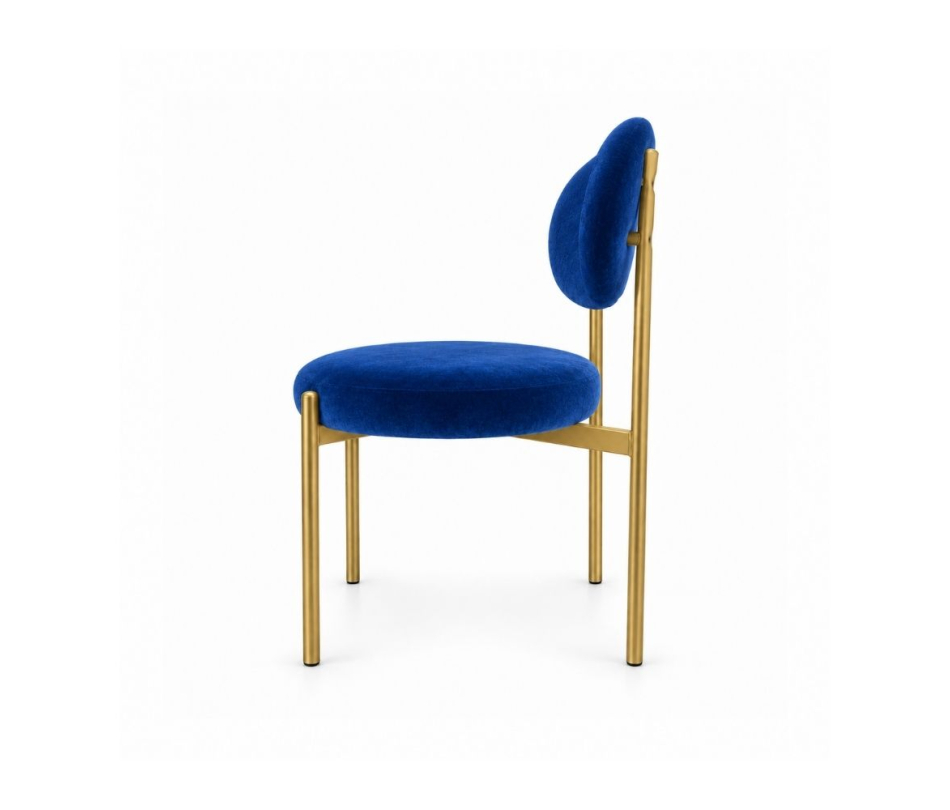 Ghế Velvet Khung Mảnh Vàng Champagne - Nhung Xanh Cobalt