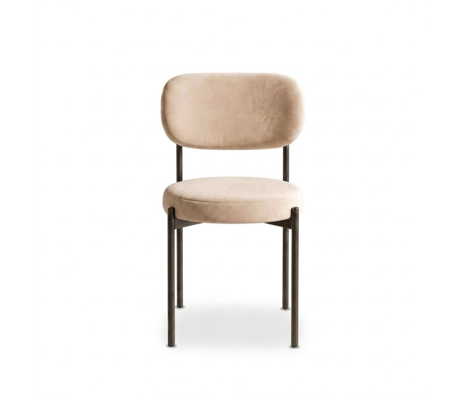 Ghế Velvet Khung Đen - Nhung Champagne