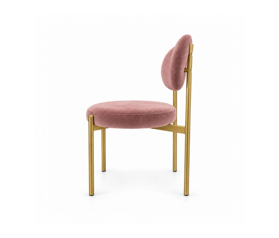 Ghế Velvet Khung Mảnh Vàng Champagne - Nhung Hồng Dusty