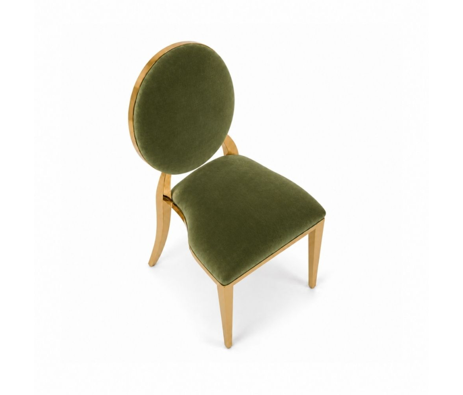 Ghế Louis Banquet Mạ Vàng - Nhung Xanh Olive