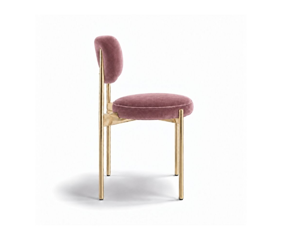 Ghế Velvet Khung Mạ Vàng Bóng - Nhung Hồng Dusty