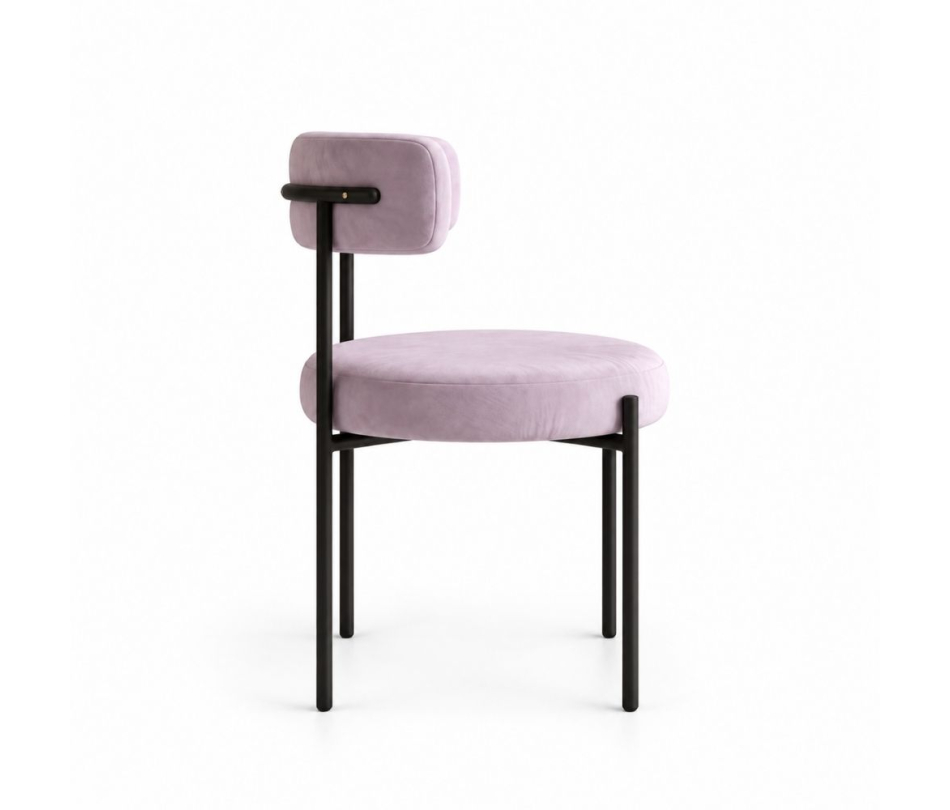 Ghế Nệm Vải Bouclé - Tím Lilac / Khung Đen