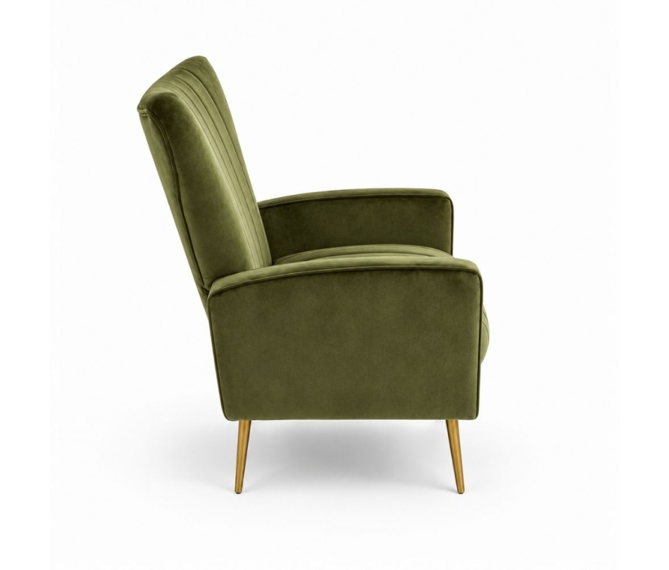 Ghế Sofa Armchair Aria - Nhung Xanh Olive