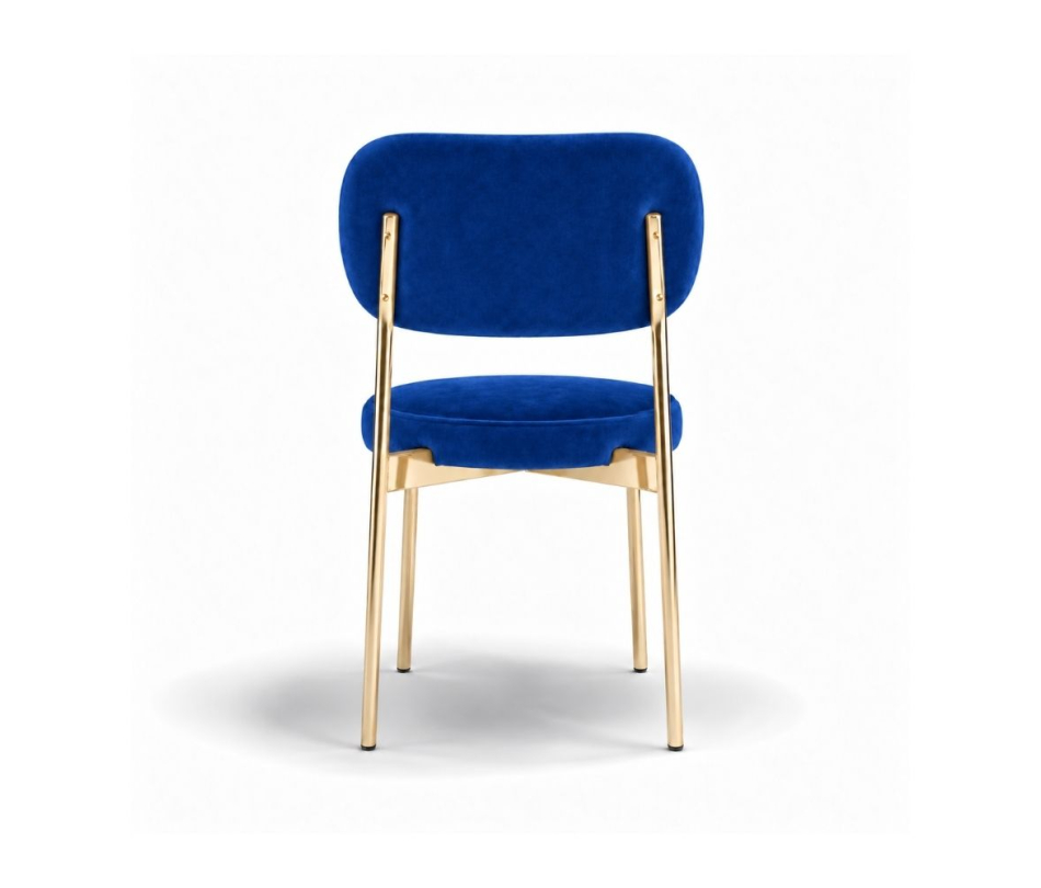 Ghế Velvet Khung Mạ Vàng Bóng - Nhung Xanh Cobalt