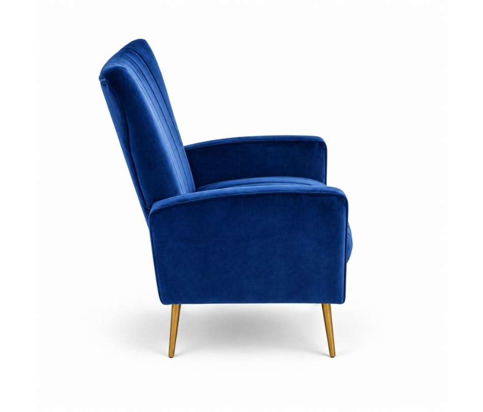 Ghế Sofa Armchair Aria - Nhung Xanh Cobalt