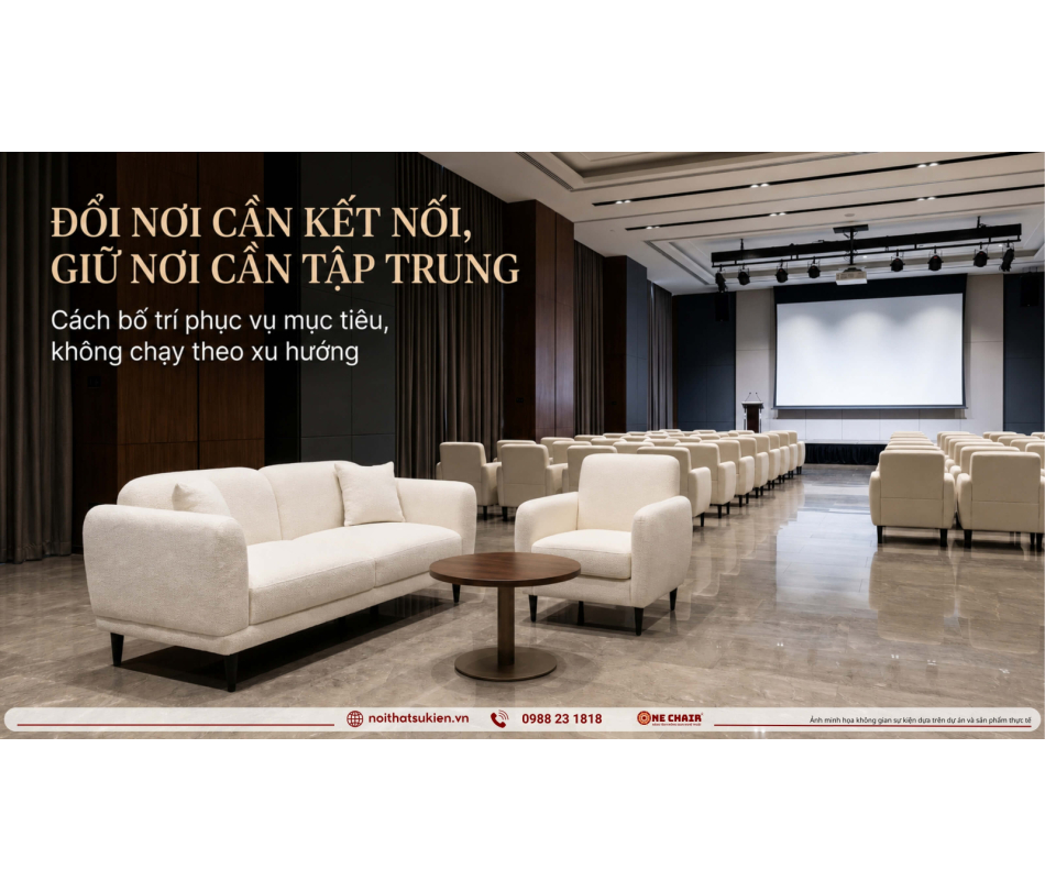 Bỏ hàng ghế khán phòng, chuyển sang lounge tương tác: hợp sự kiện Việt tới đâu?