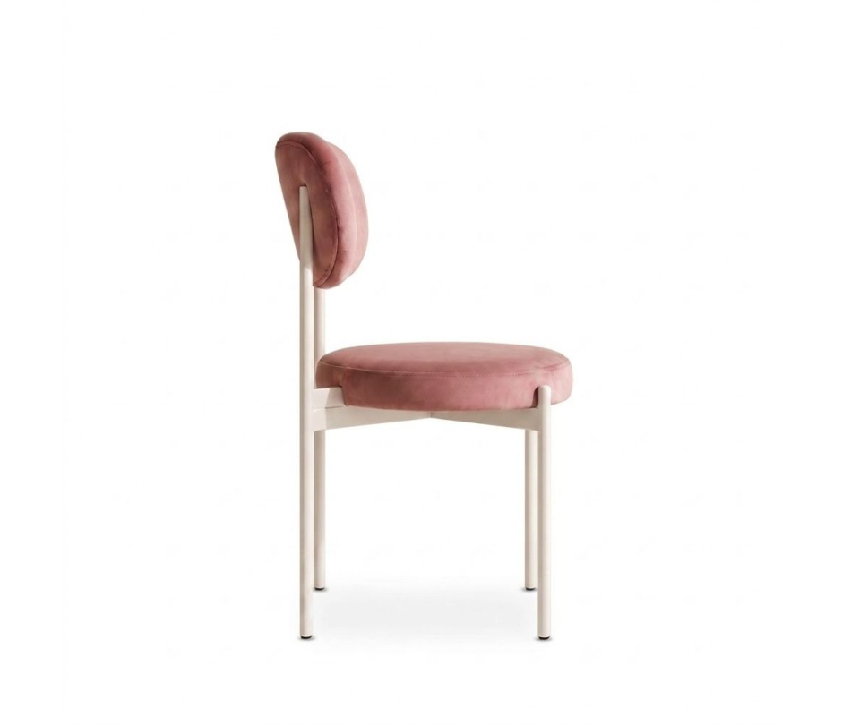 Ghế Velvet Khung Trắng - Nhung Hồng Dusty