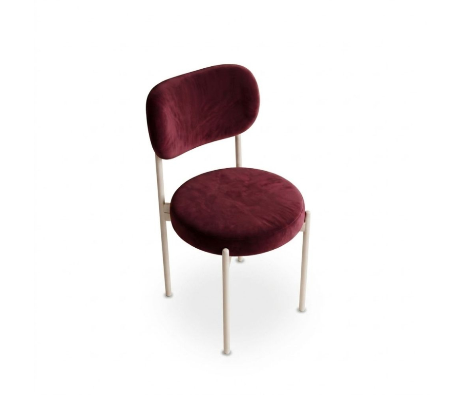 Ghế Velvet Khung Trắng - Nhung Đỏ Burgundy