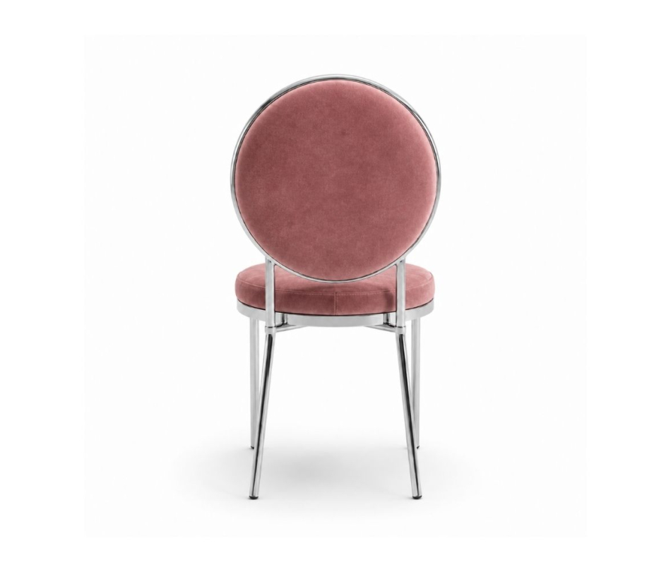 Ghế Moon Mạ Bạc Bóng - Nhung Hồng Dusty