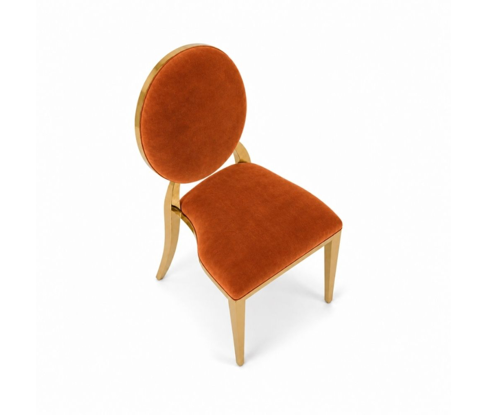 Ghế Louis Banquet Mạ Vàng - Nhung Cam Đất