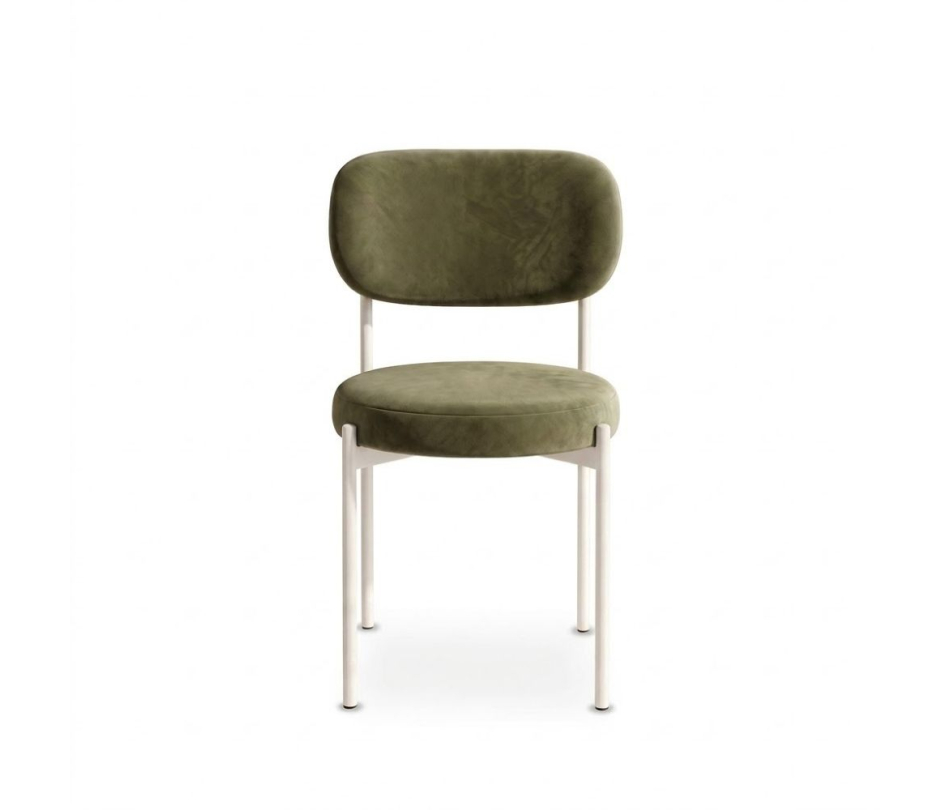 Ghế Velvet Khung Trắng - Nhung Xanh Olive